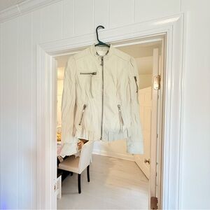 Juicy Couture Cream Bomber Jacket with Structured Fit